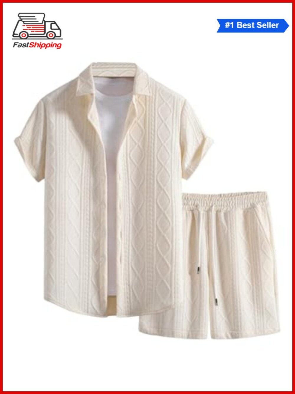 ✨Men's 2 Piece Linen Shorts Set Button Down Shirt Vacation Cruise Outfit